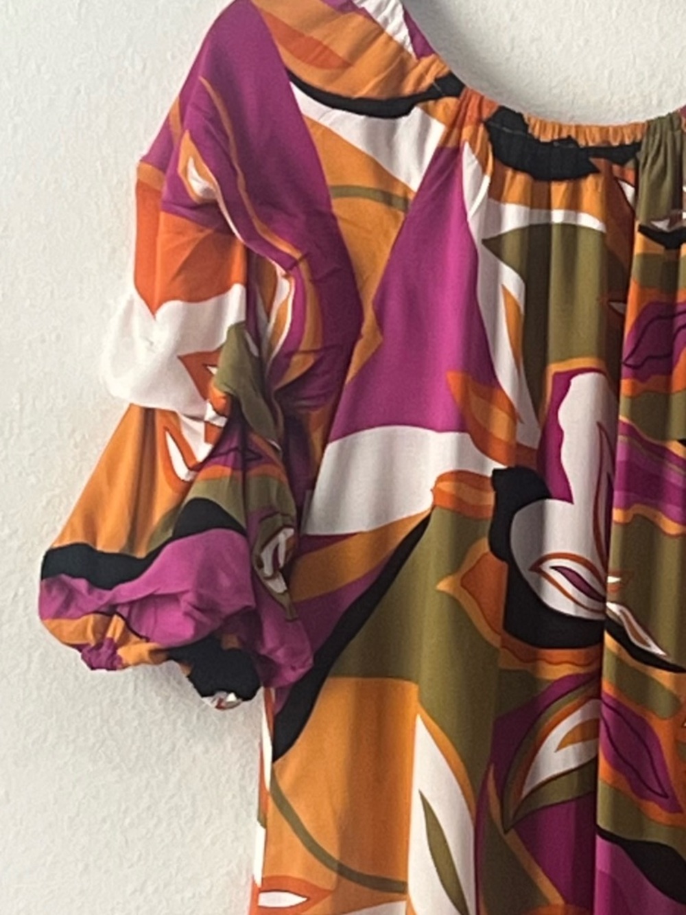 MSK Magenta, Olive & Orange Floral High-Low Dress, Size XL - Picture 3 of 9